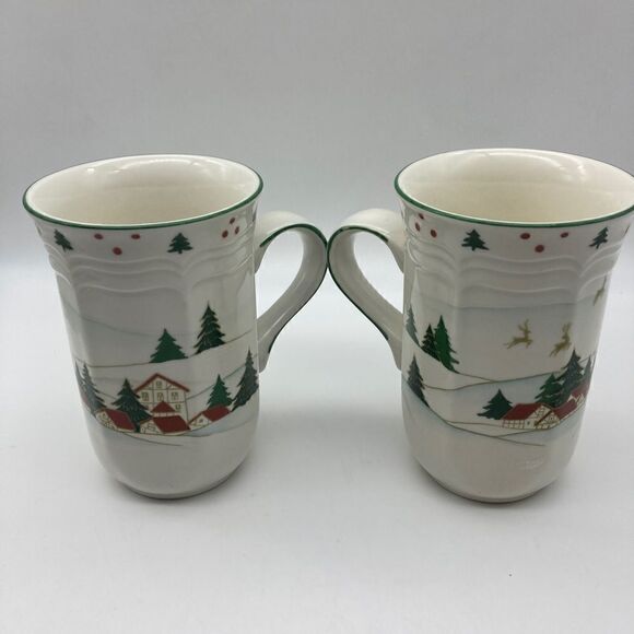 Micasa French Countryside Wonderland Cappuccino Mugs Lot of 2 F 9008 Like New - Picture 1 of 8
